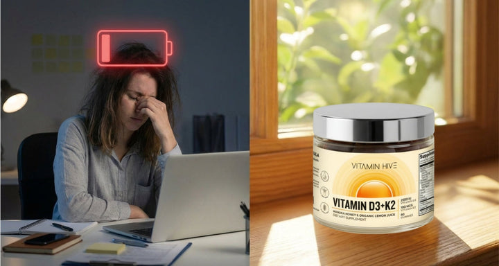 Woman feeling fatigue due to low vitamin D deficiency, looking for energy support.